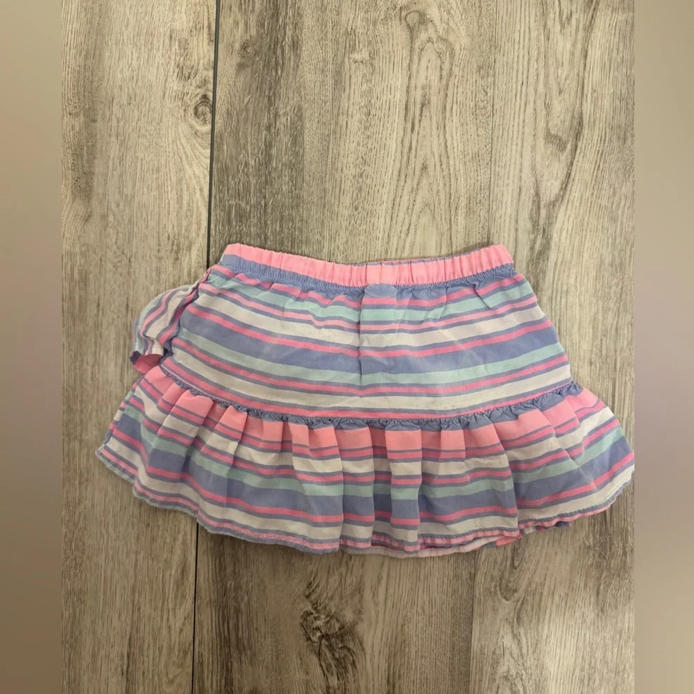 Striped Pink and Blue Ruffle Skirt